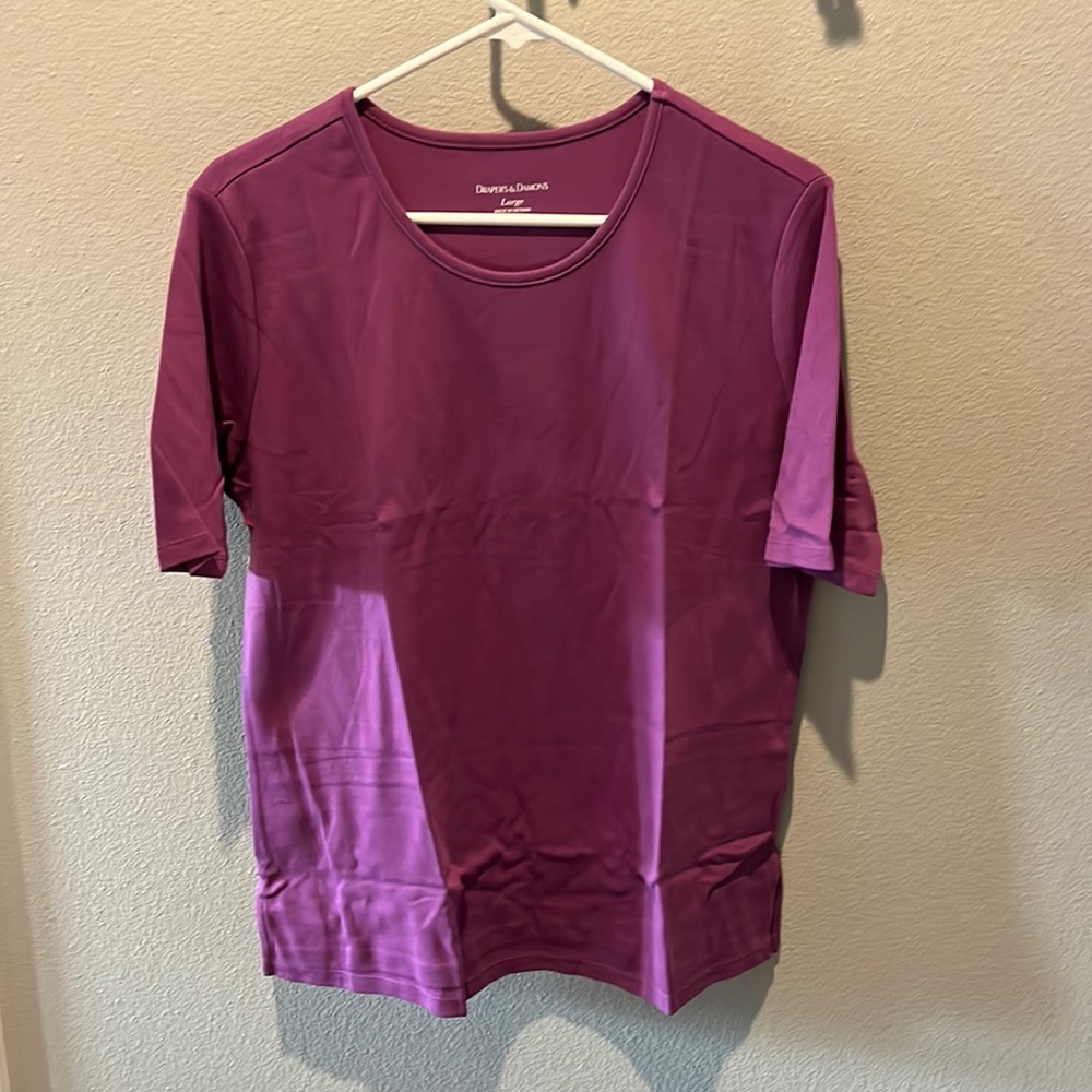 Draper's & Damon's purple short sleeve shirt.  NEW in Packaging size Large
